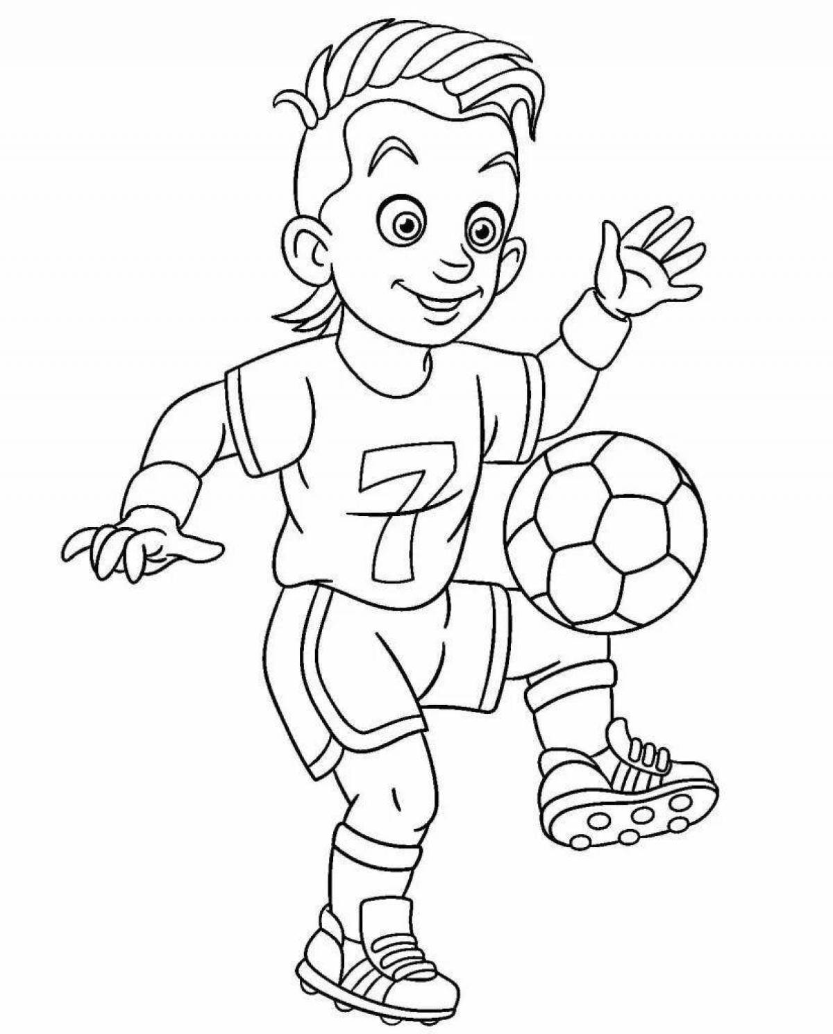 Coloring boy football player