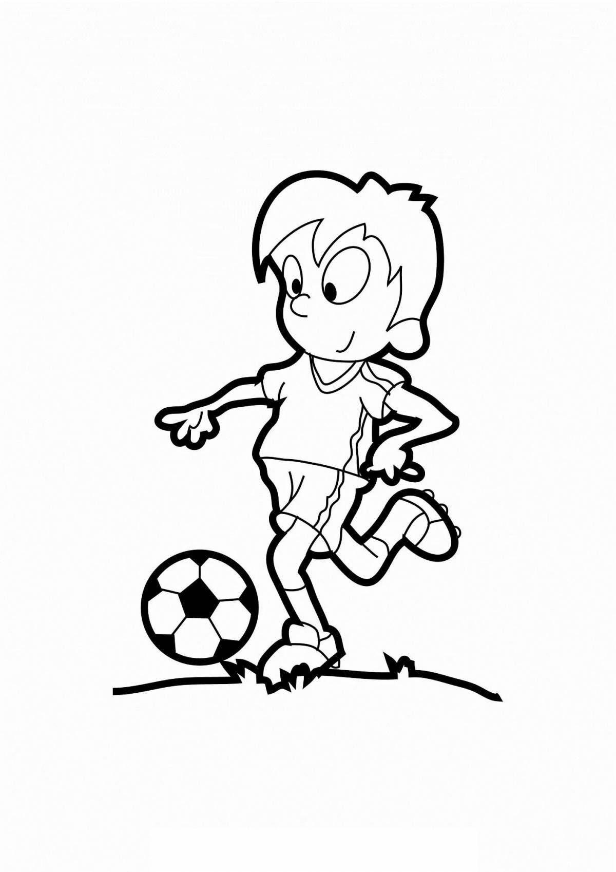 Анимированная страница раскраски мальчика-футболиста