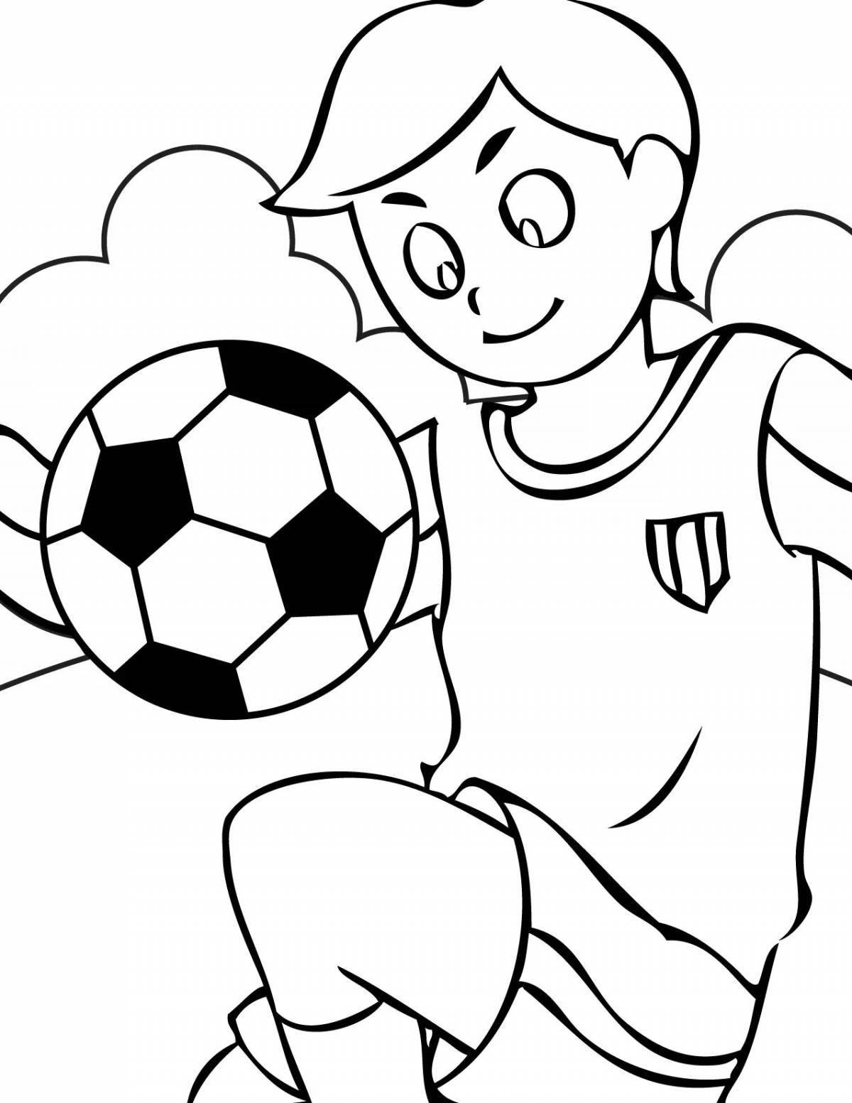 Coloring page boy football player with enthusiasm