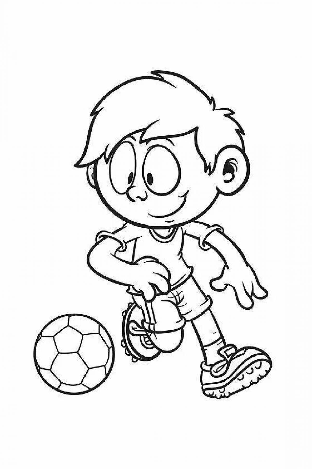 Раскраска храбрый мальчик-футболист