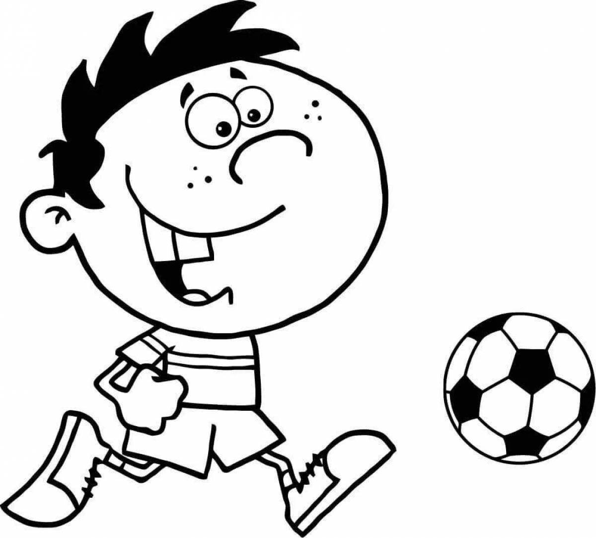 Coloring page confident football player boy