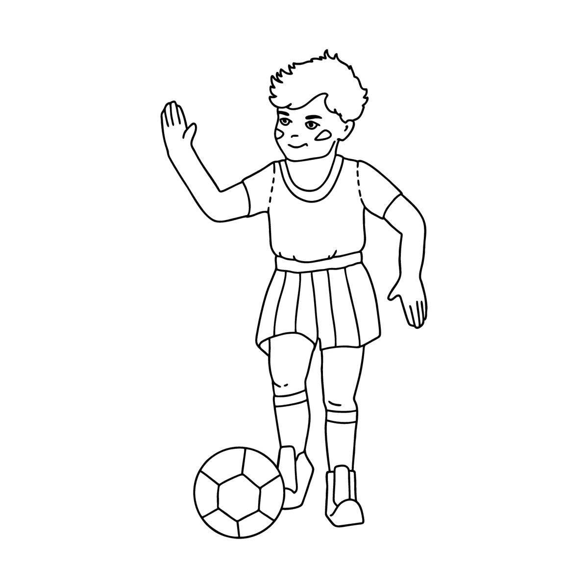 Coloring page of a persistent footballer