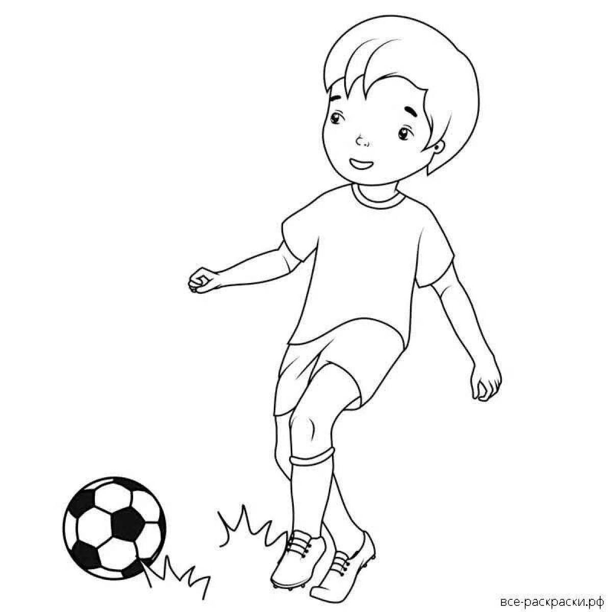 Раскраска усидчивый мальчик-футболист