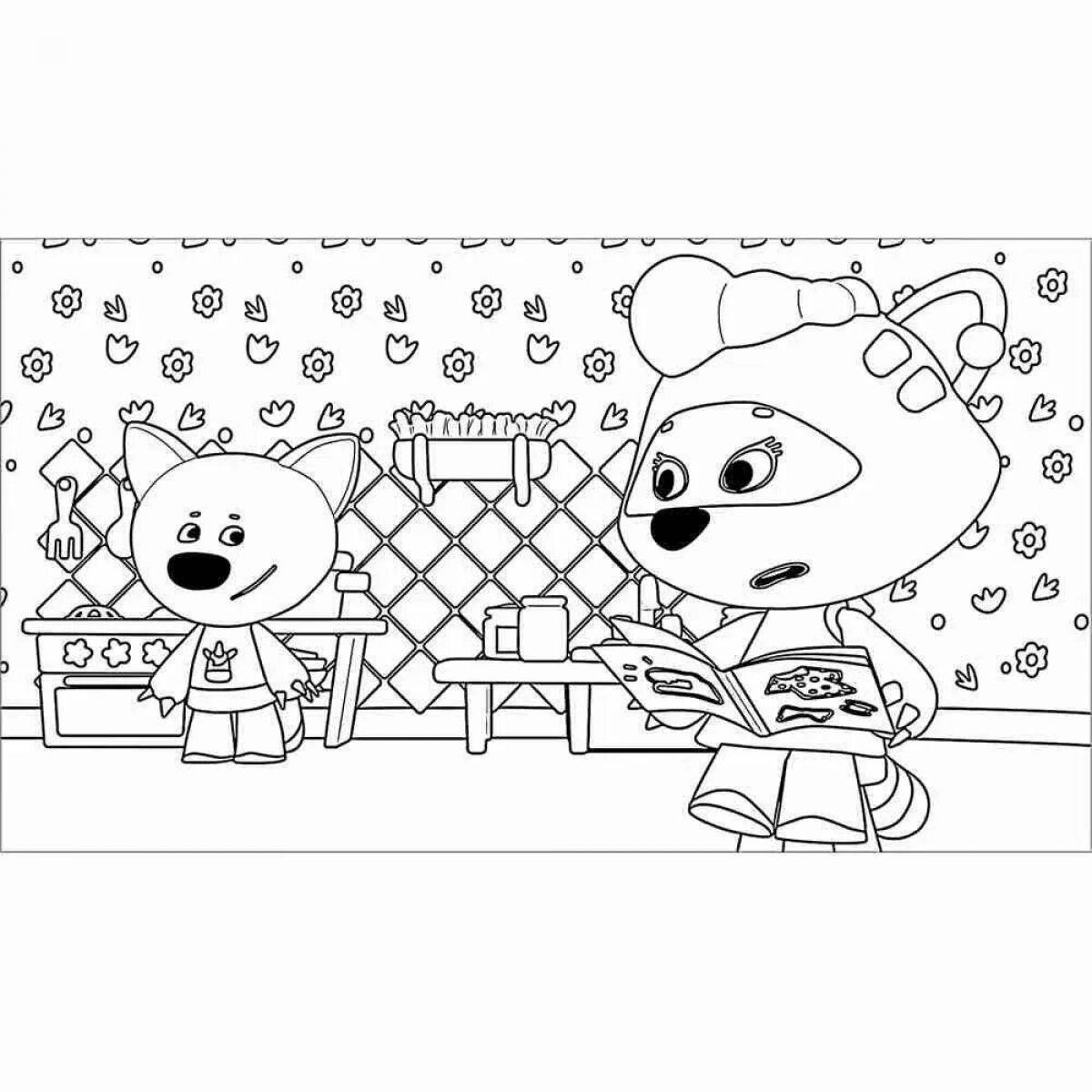 Coloring page Mimimishka's funny sleigh