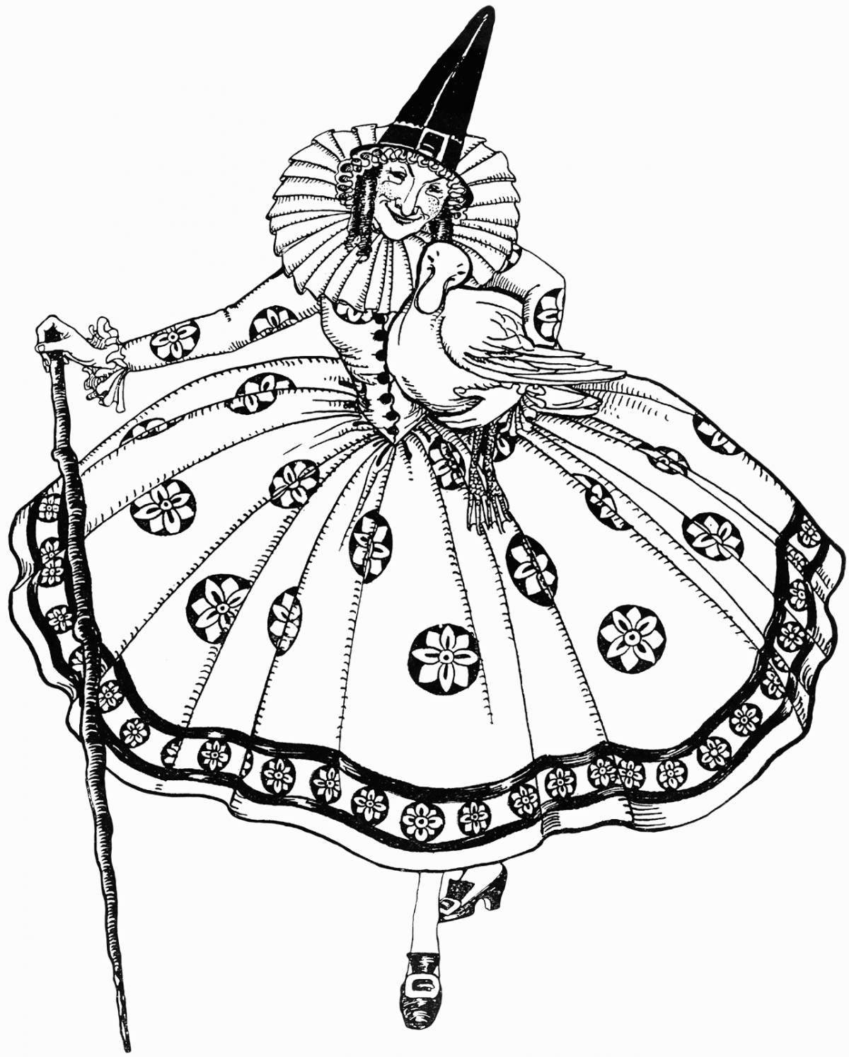 Coloring page luxury theatrical costume