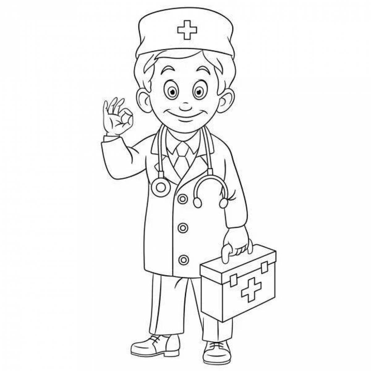Colorful doctor coloring page