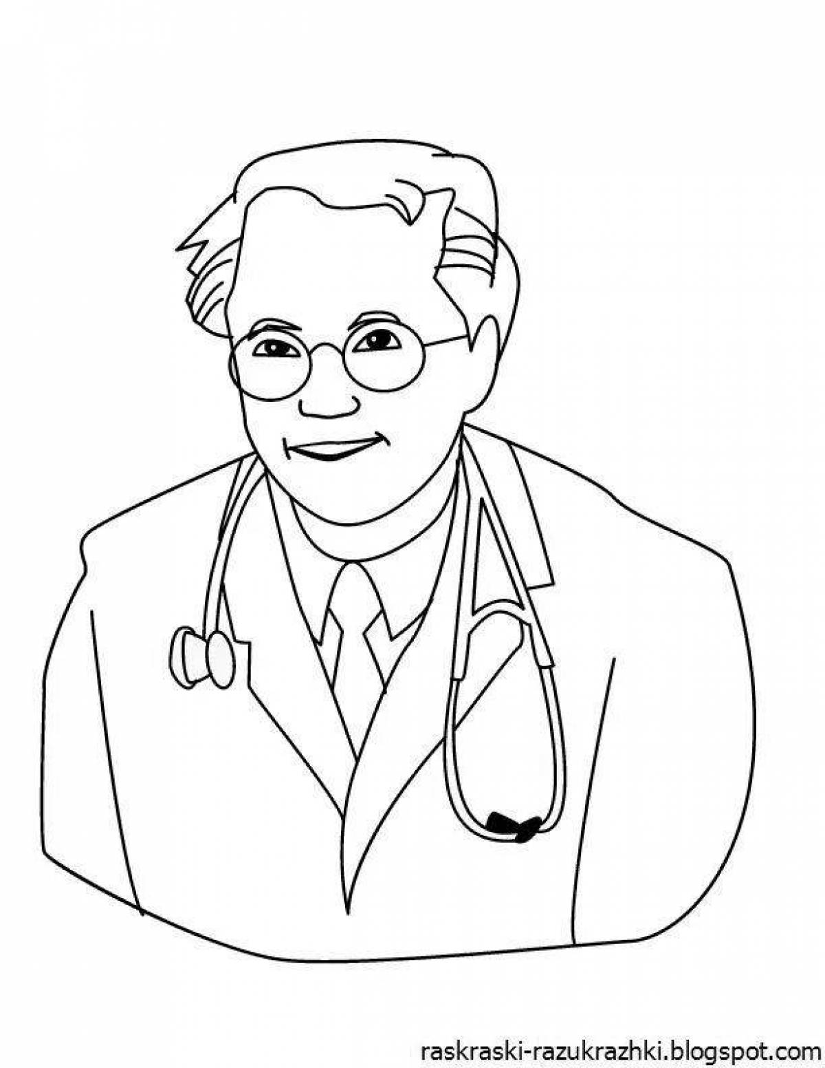 Coloring book bright doctor figurine
