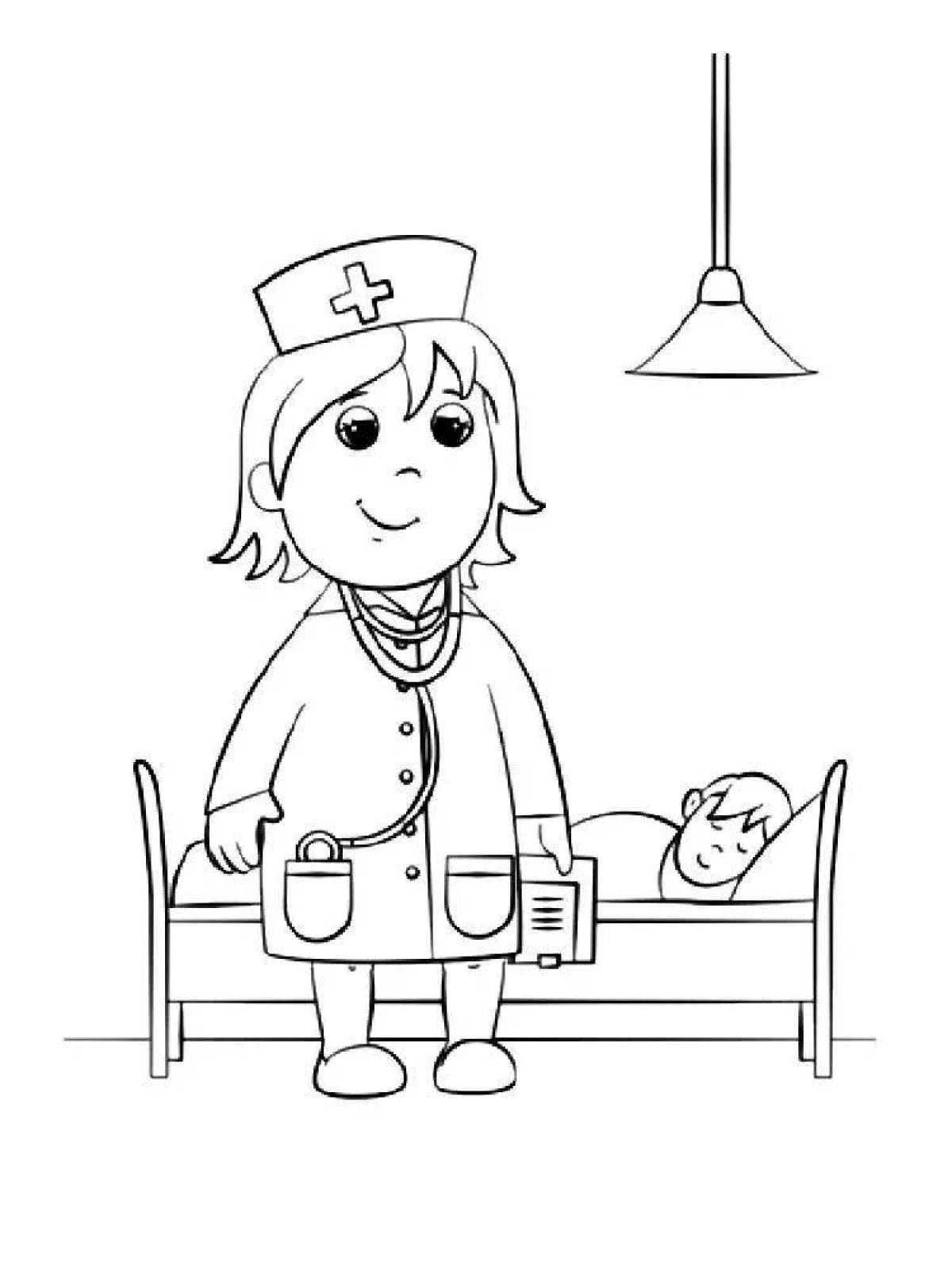 Fun doctor figure coloring page