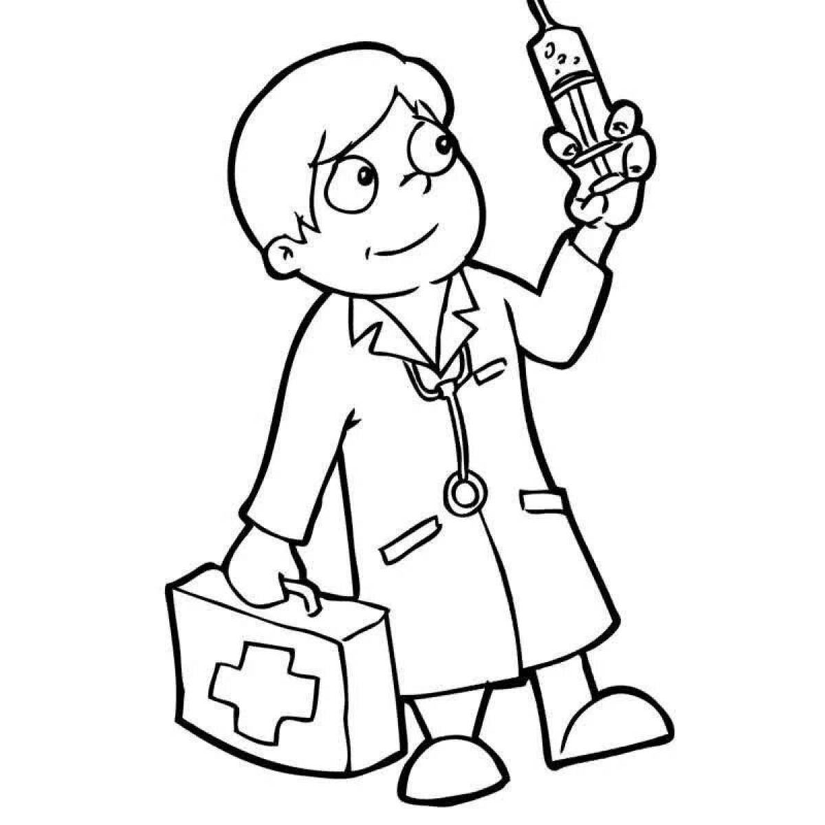 Entertaining doctor figure coloring page