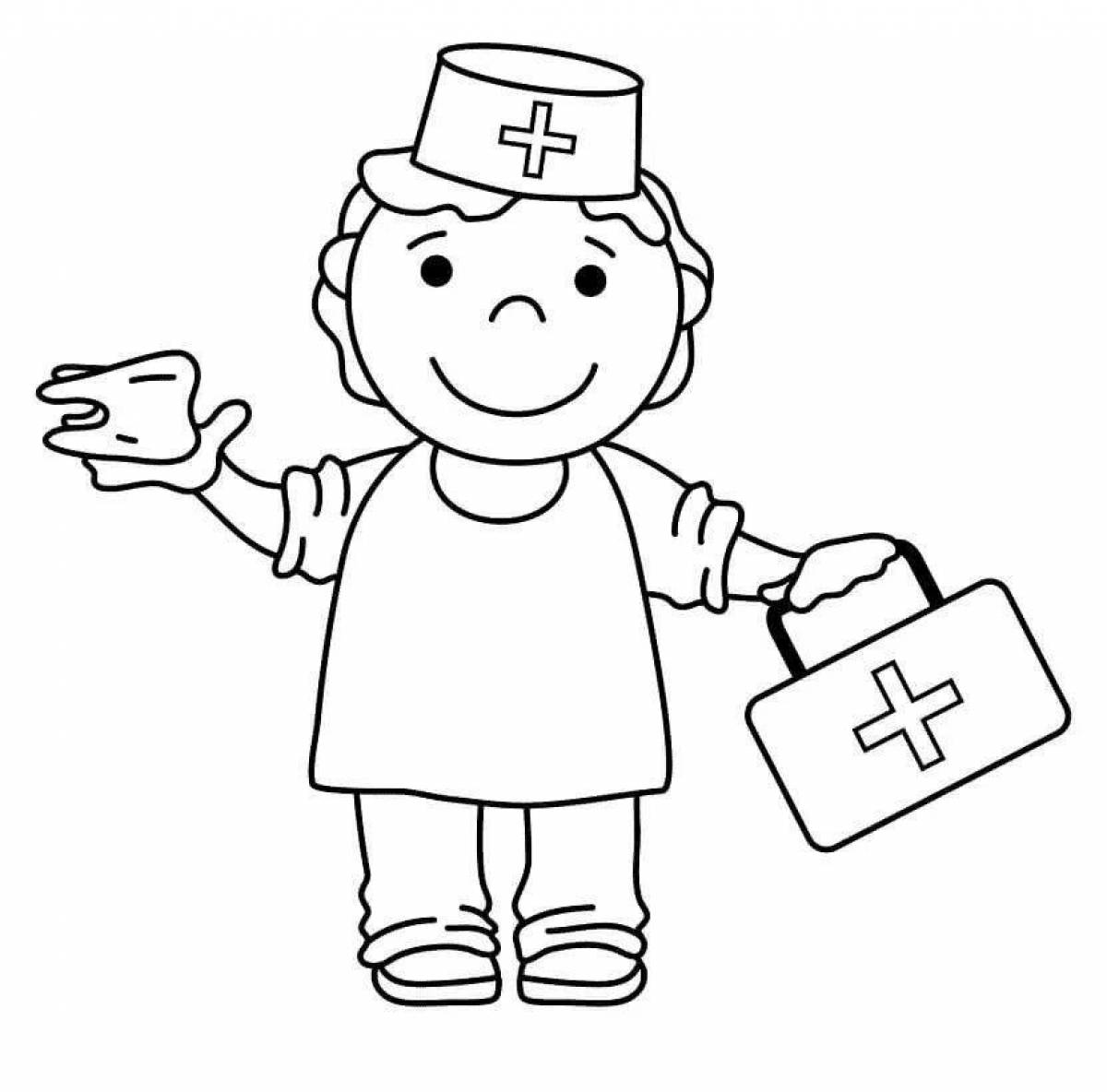 Coloring page adorable doctor figurine