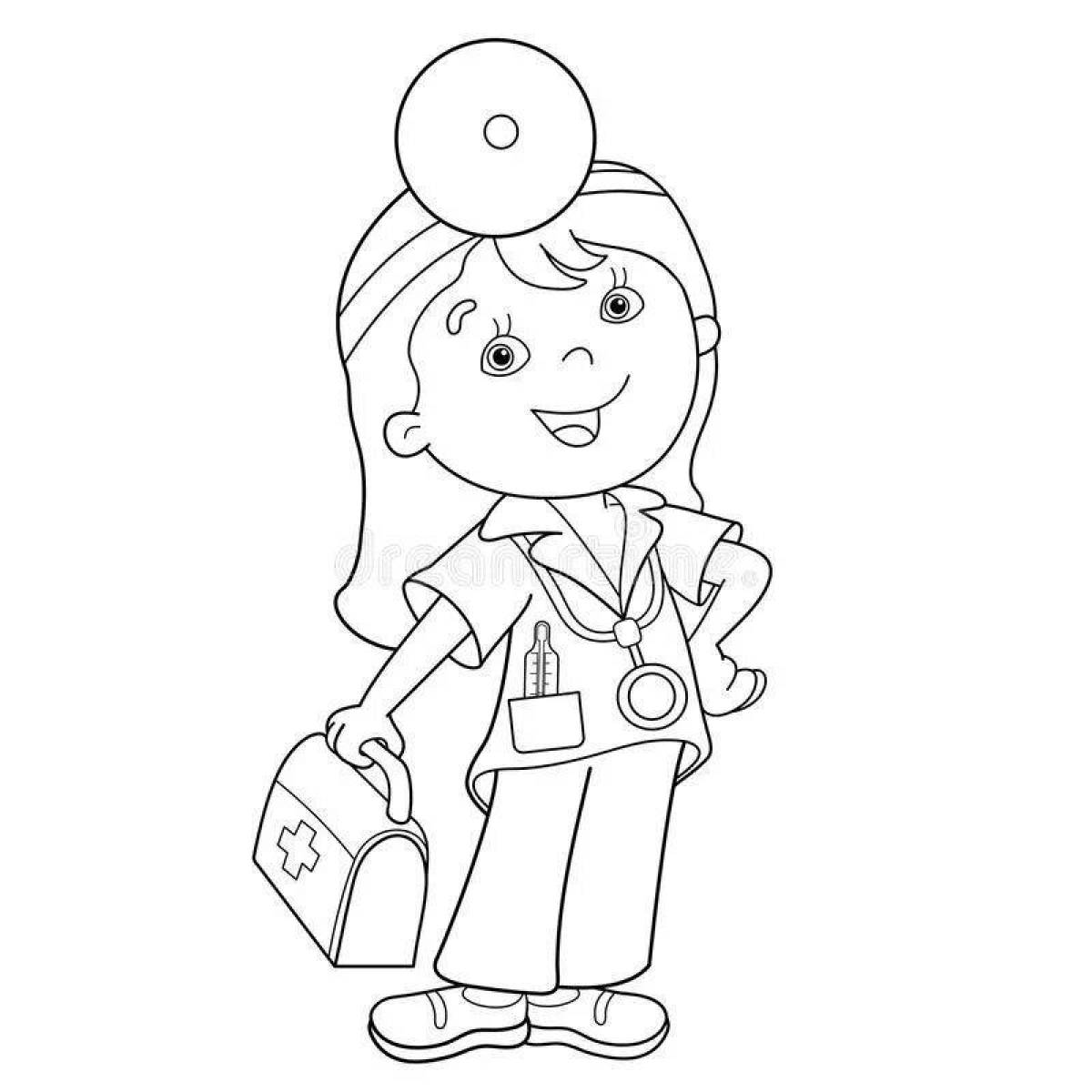 Coloring book fascinating doctor figurine