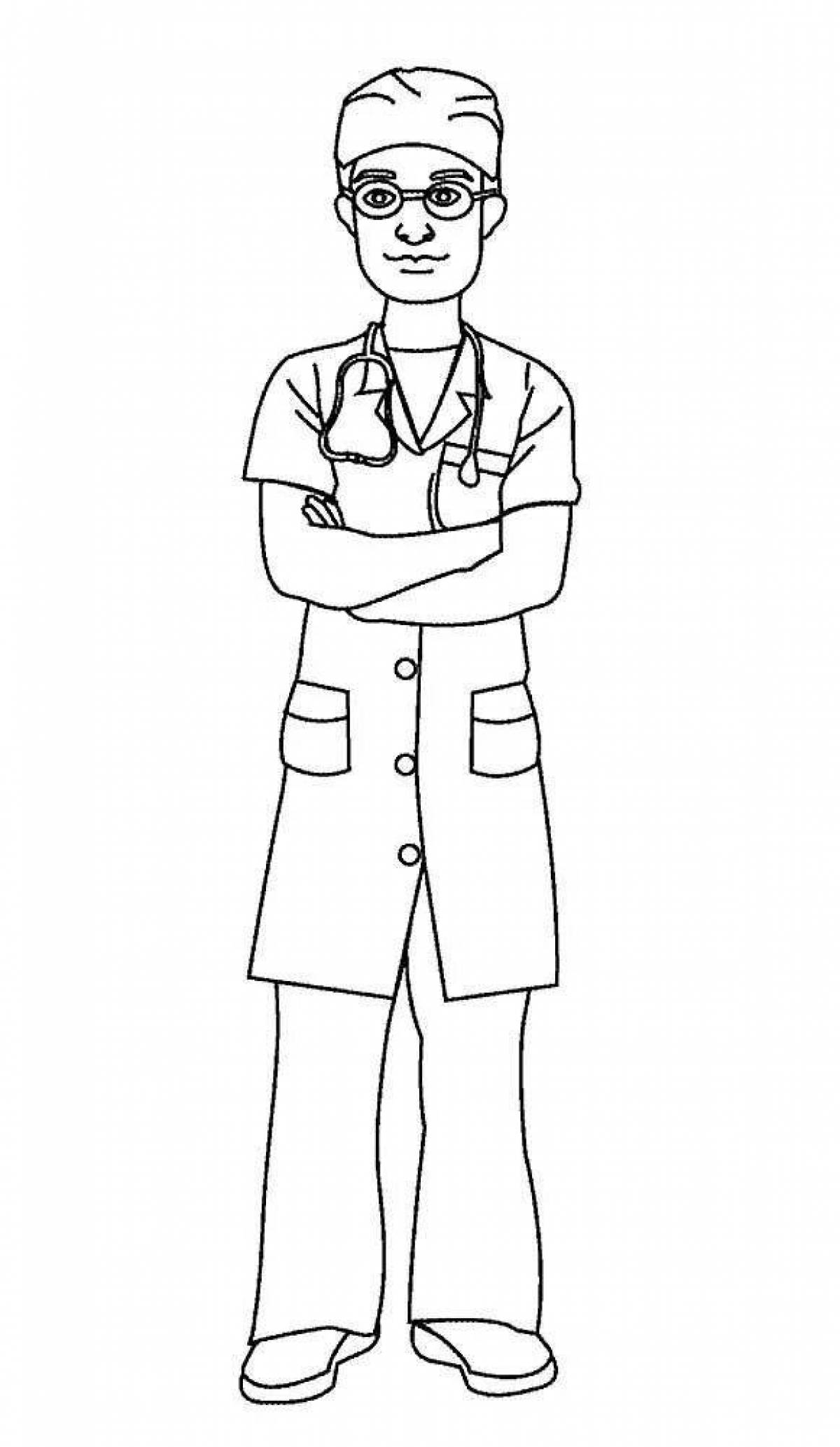 Adorable doctor figurine coloring page