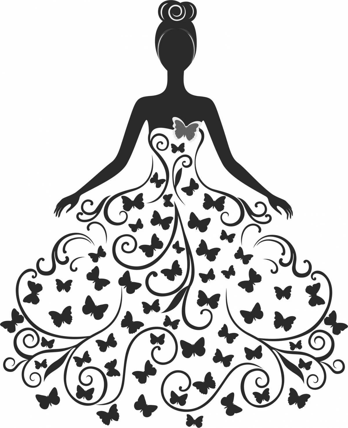 Vivacious coloring page girl silhouette