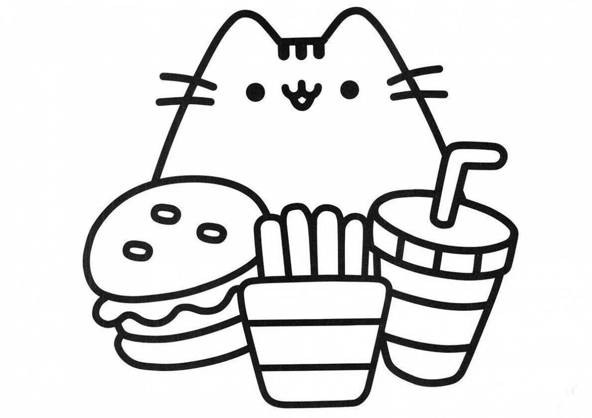 Coloring cute burger cat