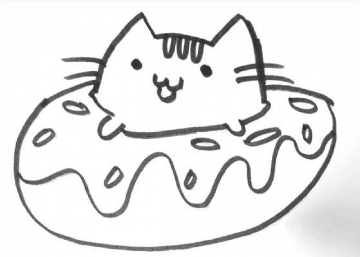 Живая страница раскраски кота-бургера