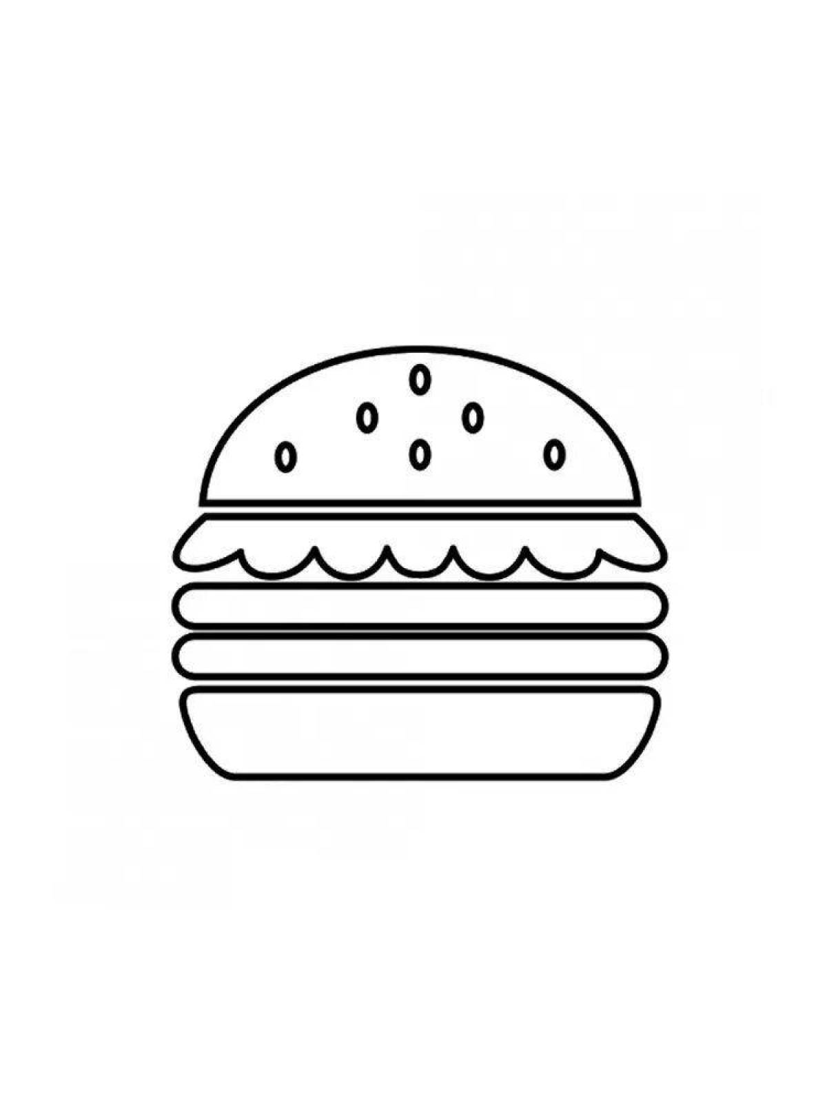 Юмористическая страница раскраски burger cat