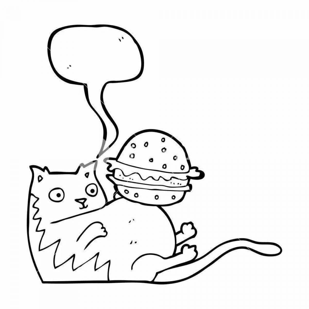 Coloring cat zany burger