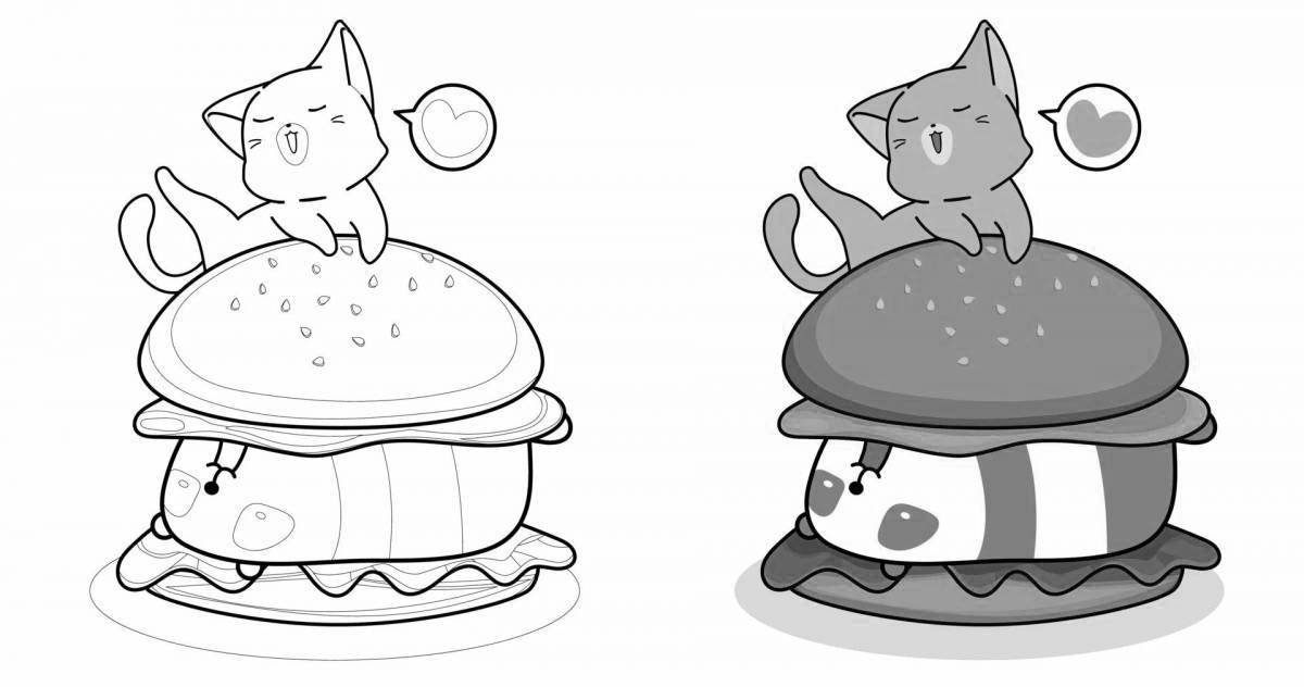 Violent burger cat coloring