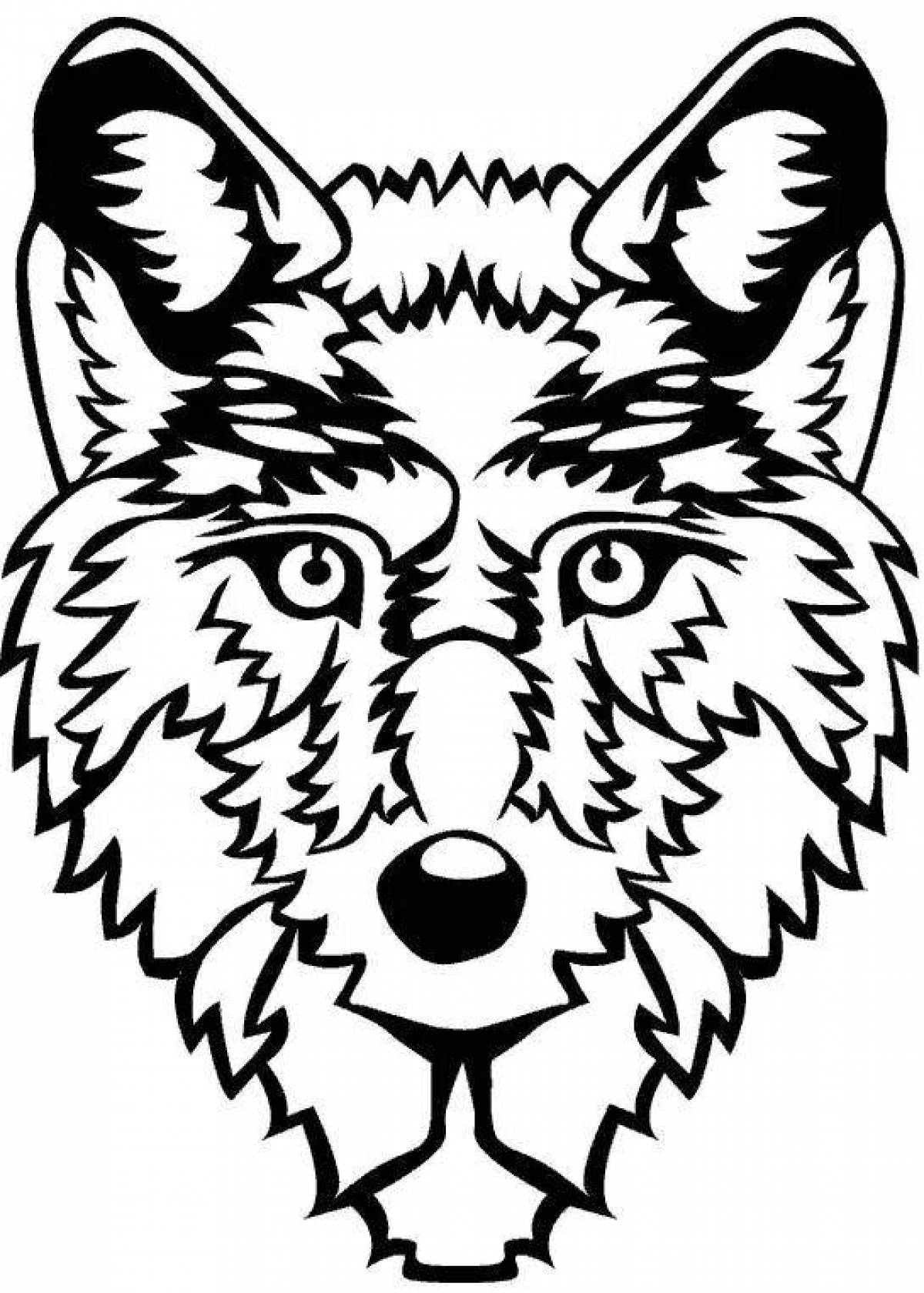 Scary wolf face coloring book