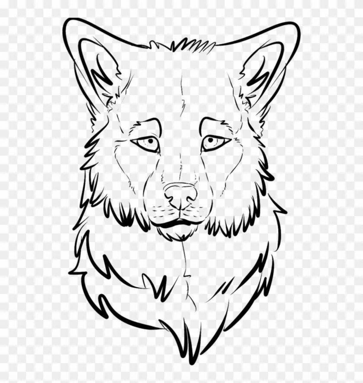 Frightening wolf face coloring book