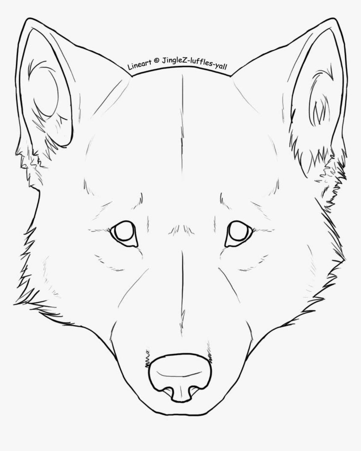 Ferocious wolf face coloring book