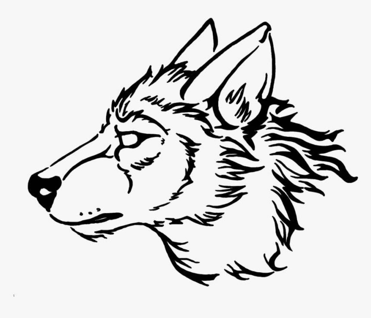 Fine wolf face coloring