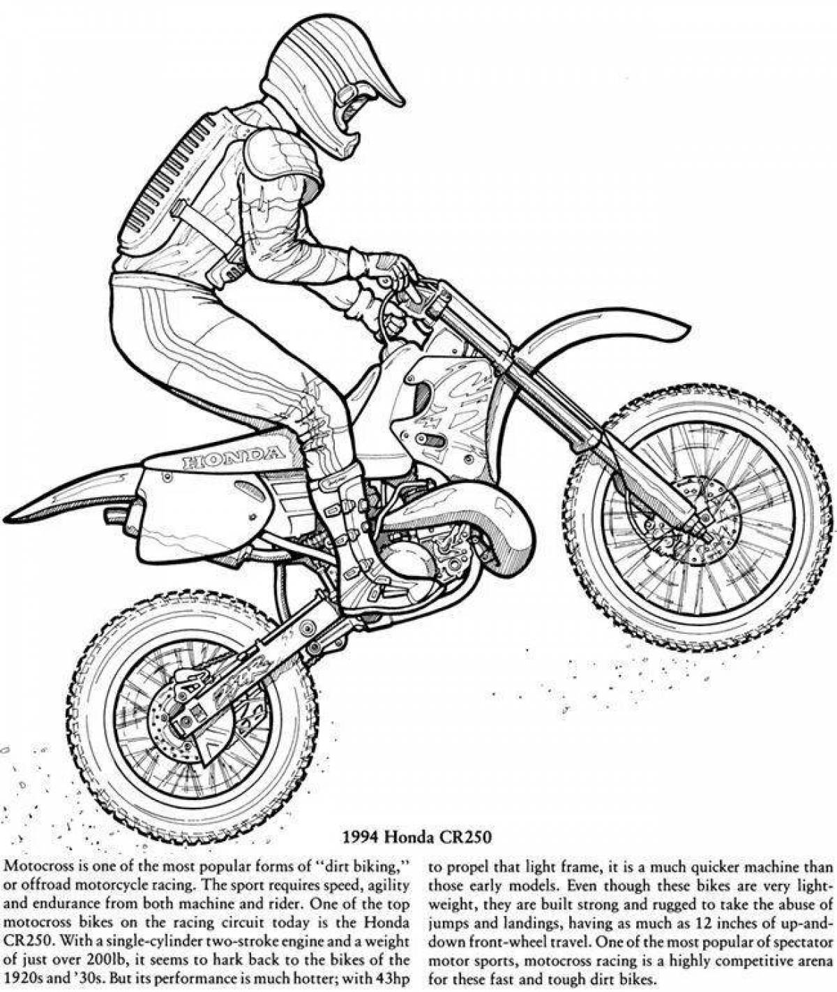Radiant motocross motorcycles coloring page