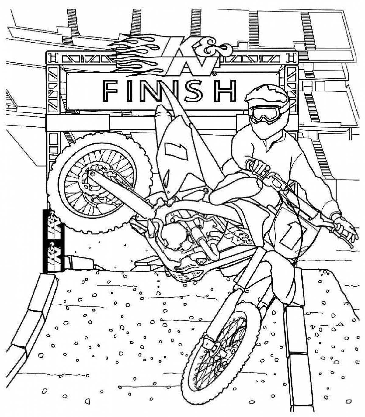 Раскраска сказочные мотоциклы для мотокросса