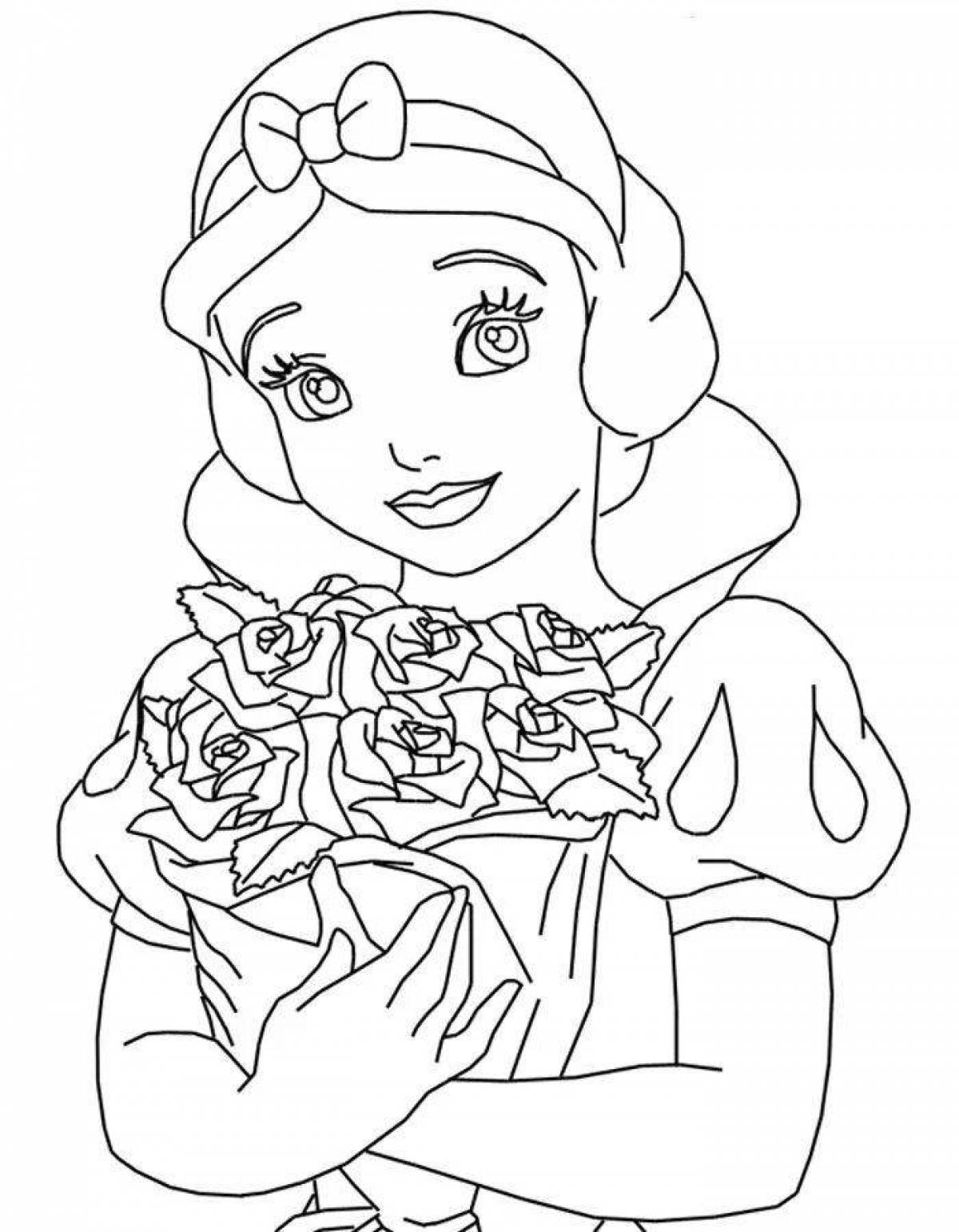 Coloring book glowing snow white princess