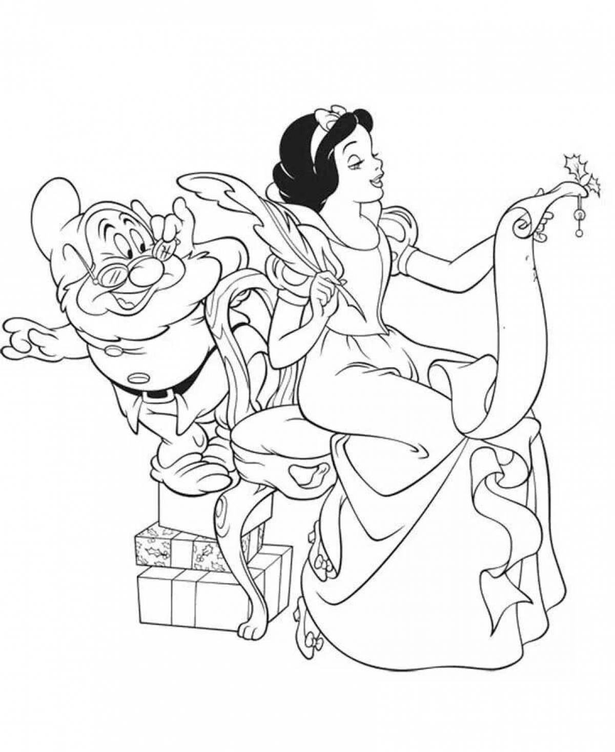 Elegant snow white princess coloring book