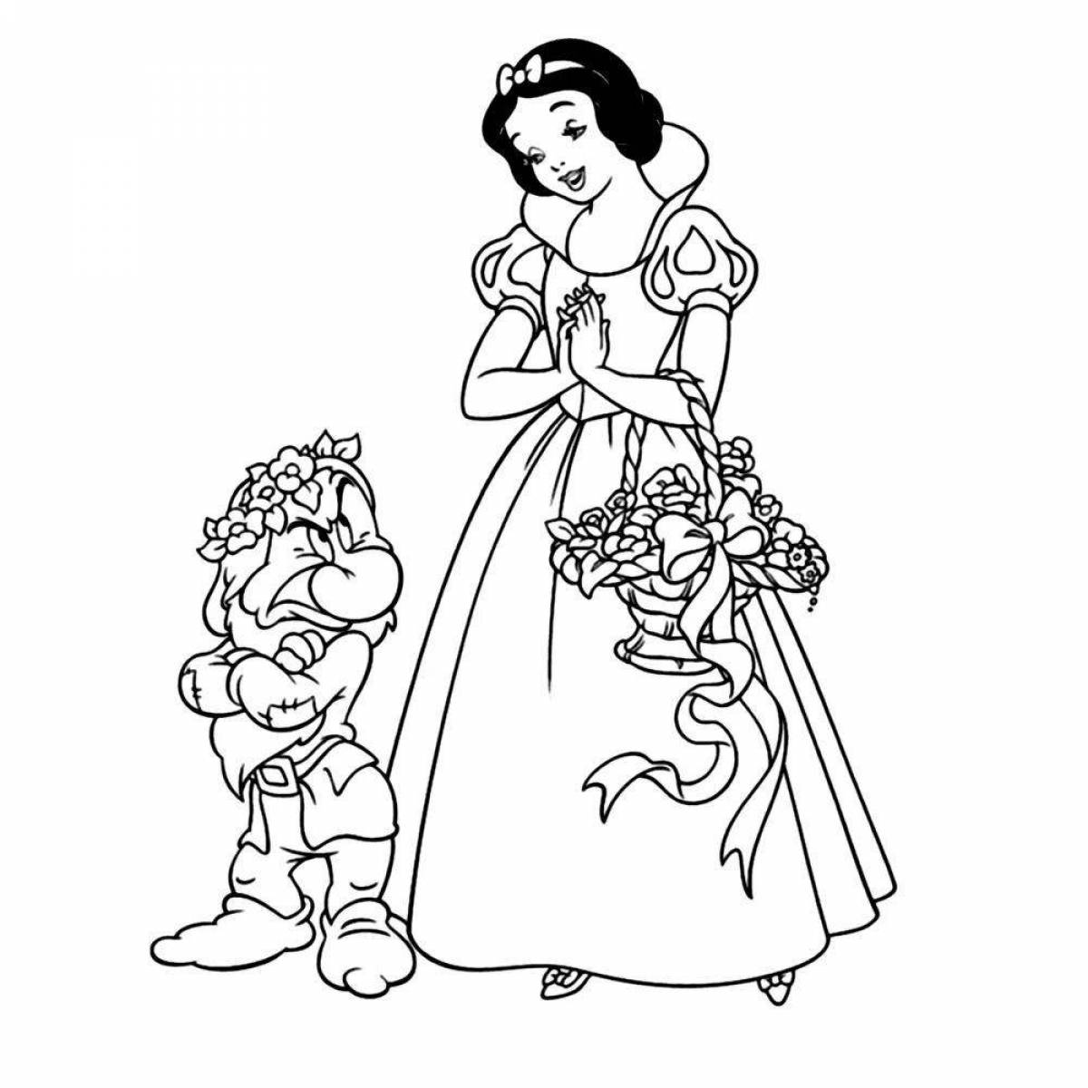 Coloring page graceful snow white princess