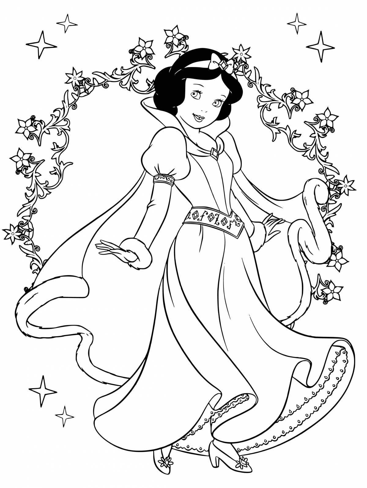 Coloring page joyful snow white princess