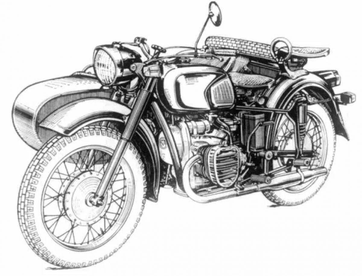 Coloring page majestic motorcycle ural