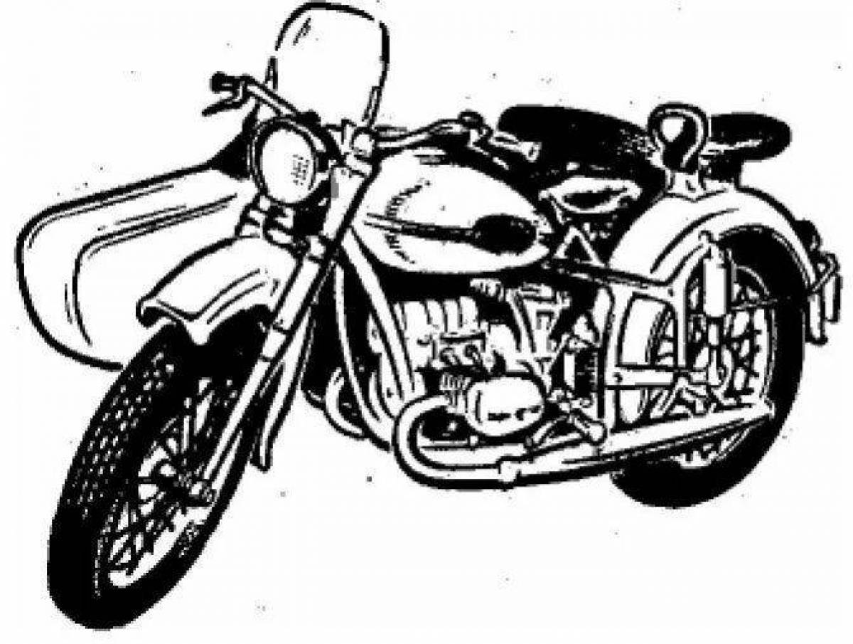Coloring page gorgeous ural motorcycle