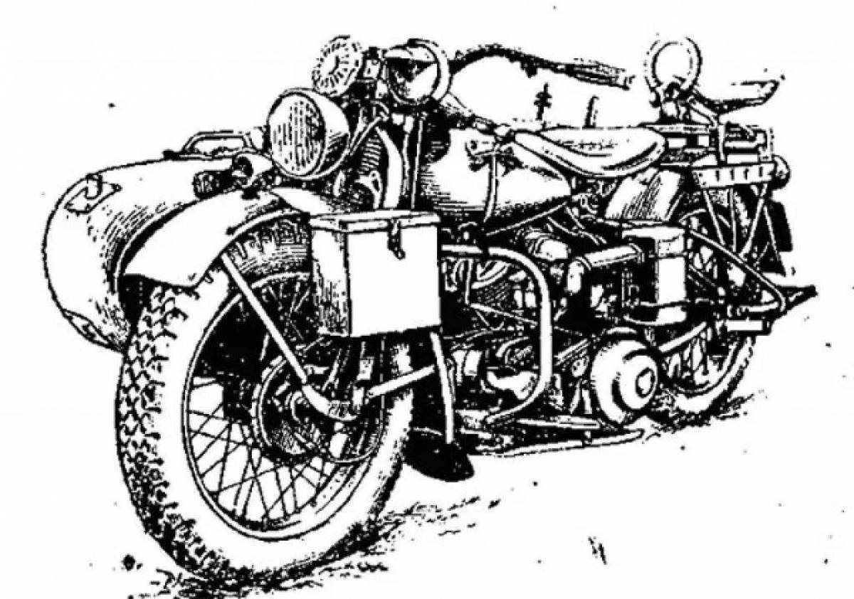 Coloring page exquisite motorcycle ural