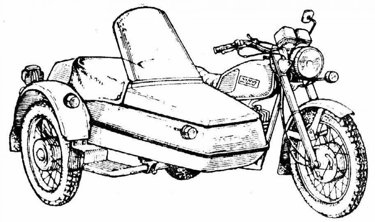 Coloring page luxury motorcycle ural