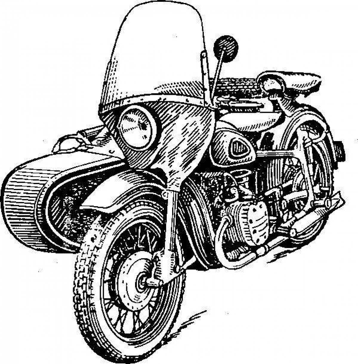 Раскраска художественный мотоцикл урал