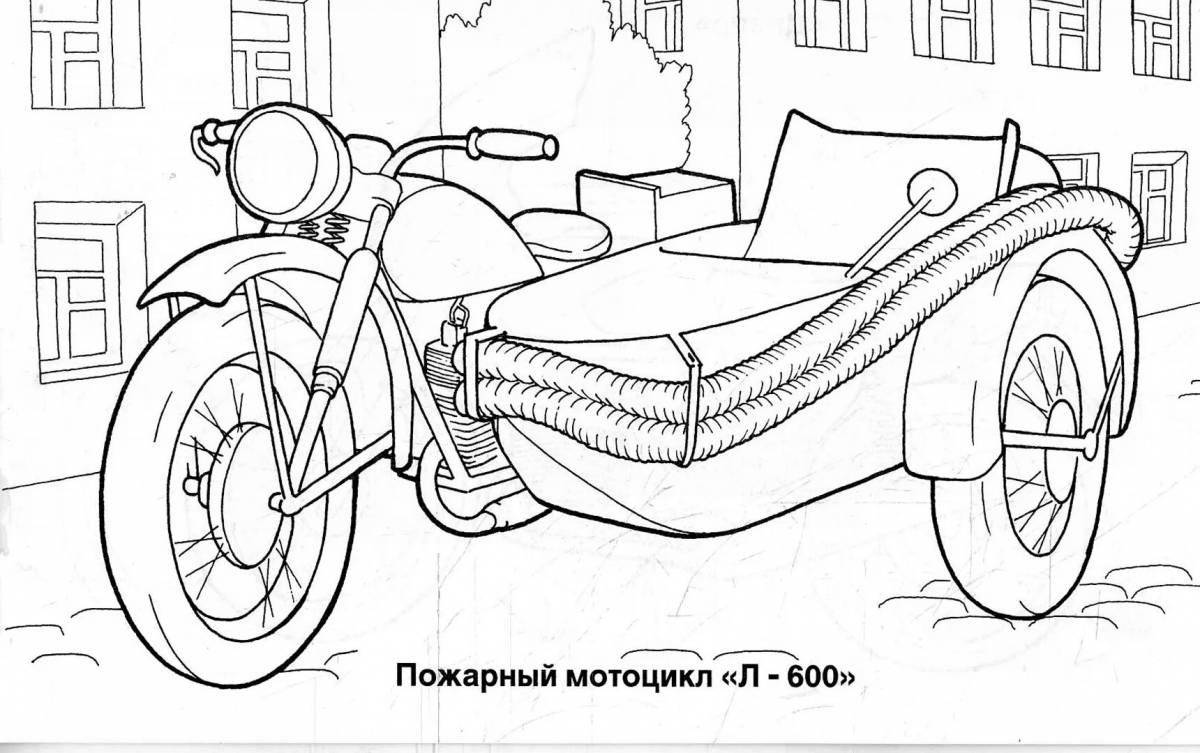 Coloring page adorable motorcycle ural