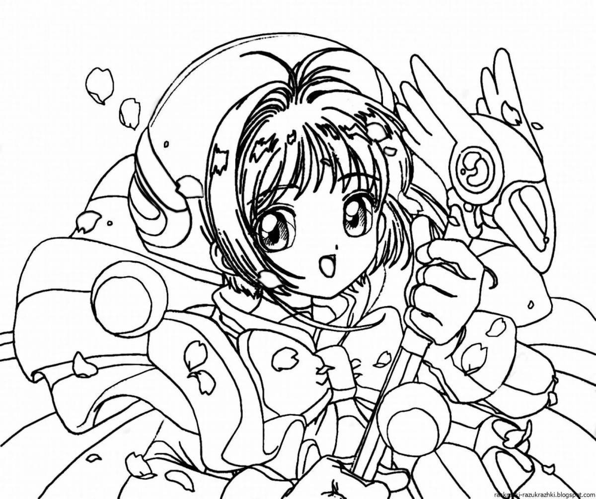 Cute anime print coloring page