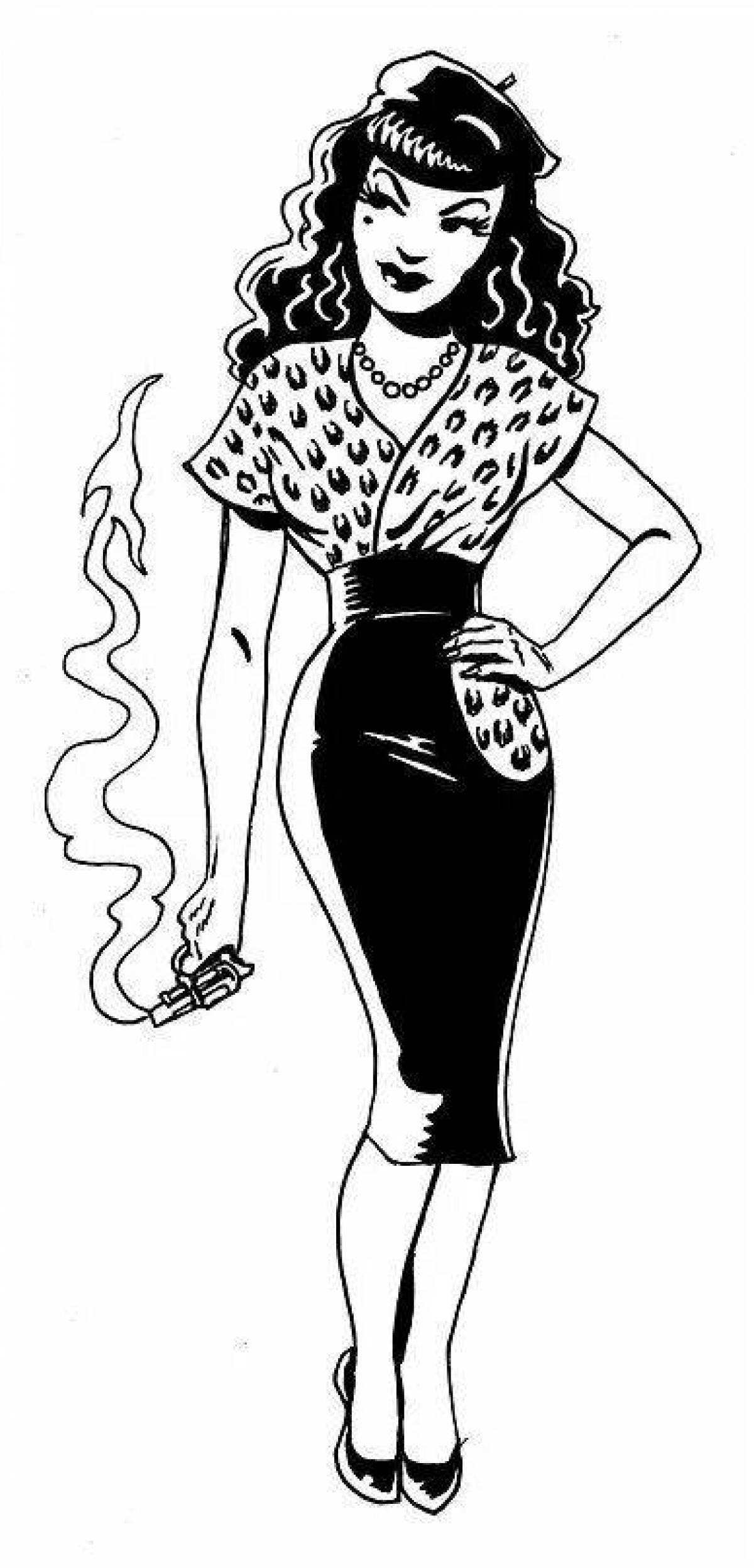 Amazing pin-up coloring page