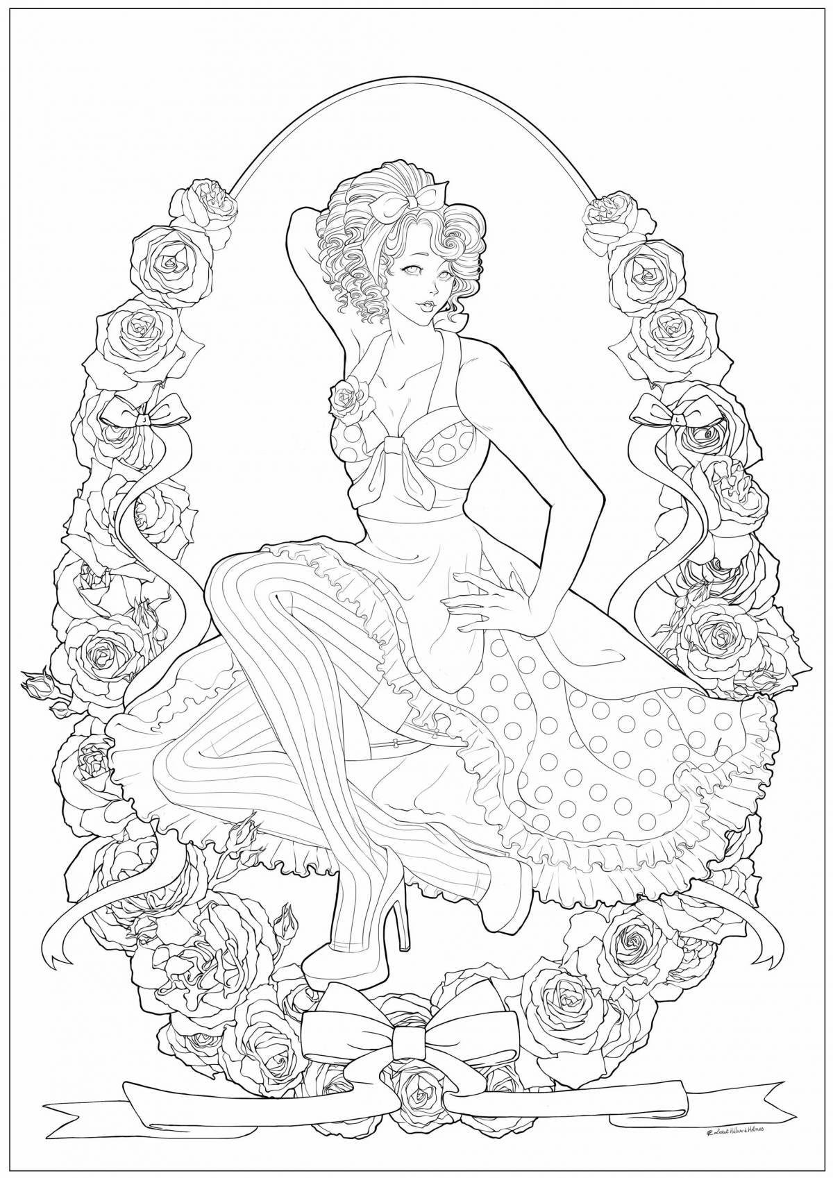 Elegant pin-up coloring book