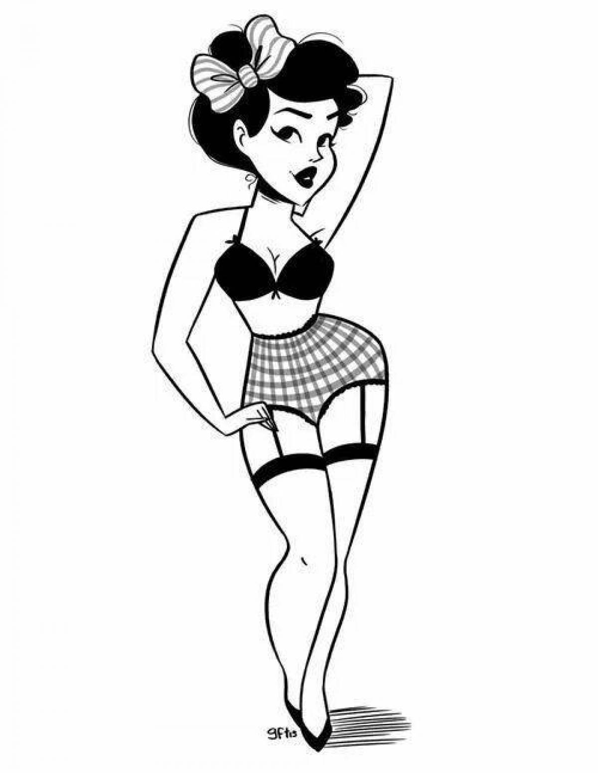 Radiant pin up coloring page