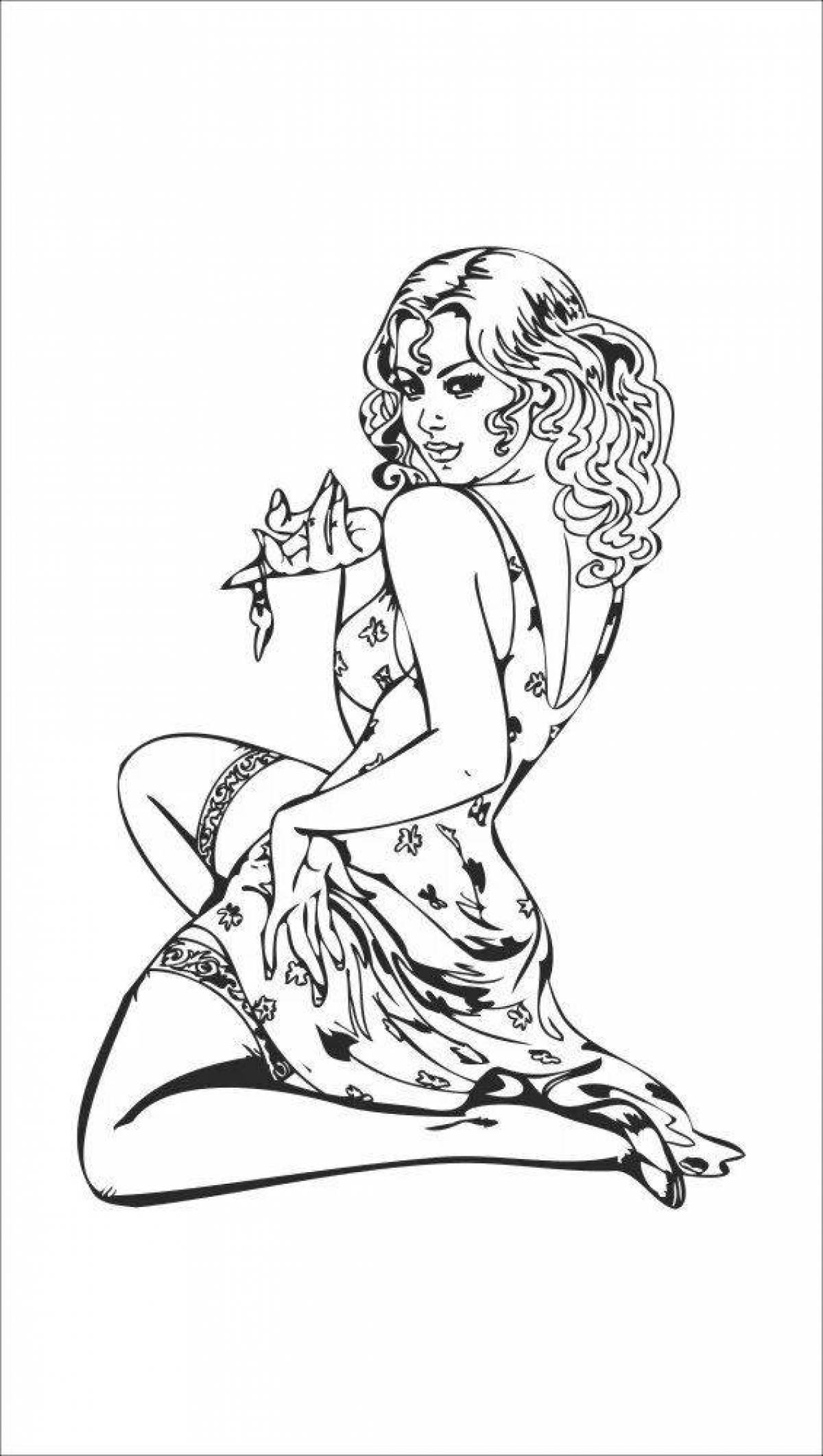 Adorable pin-up coloring book