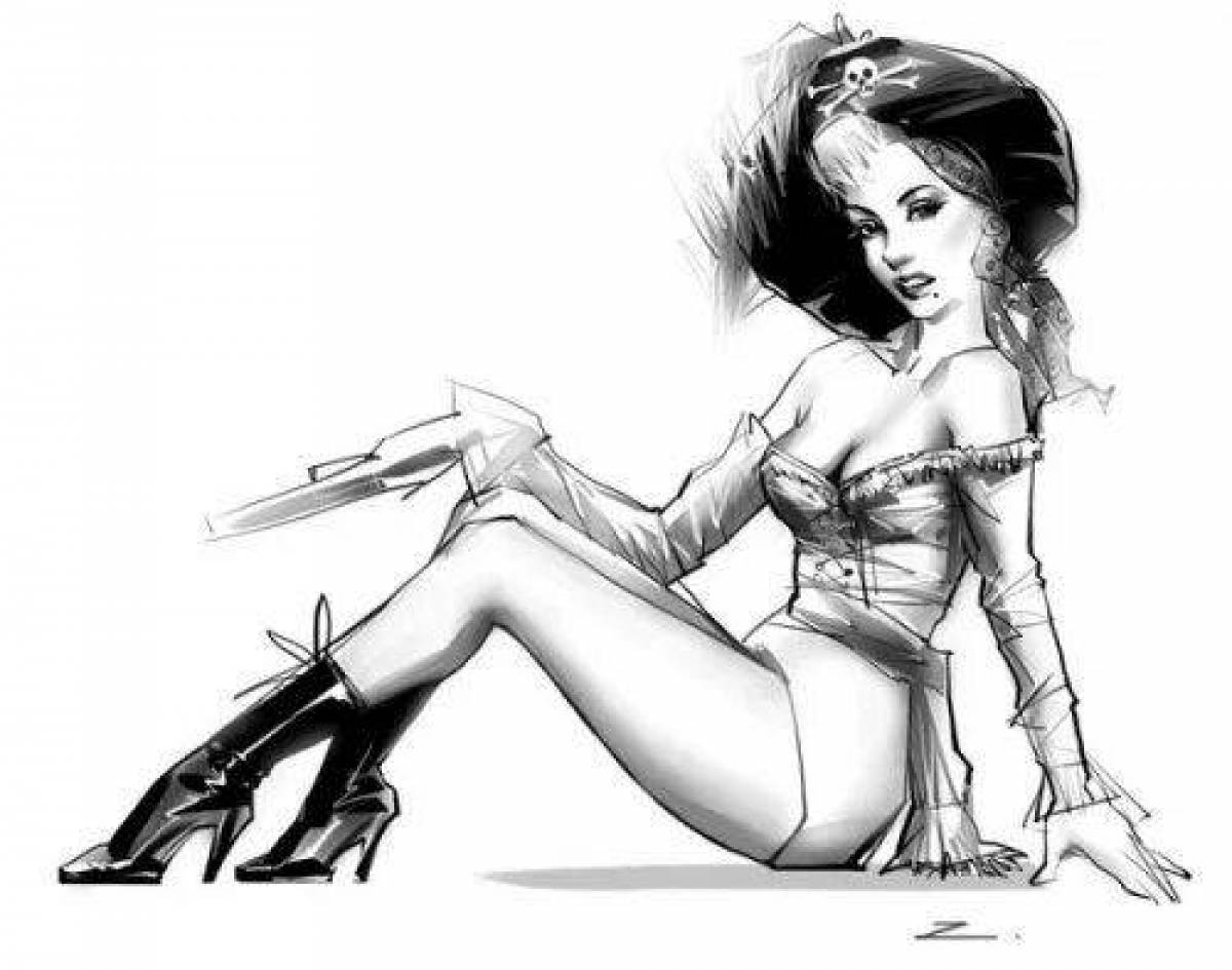 Funny pin-up coloring book
