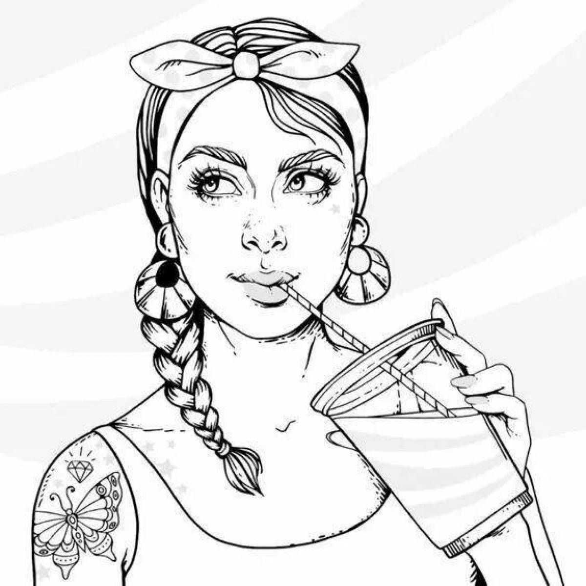 Witty pin-up coloring book