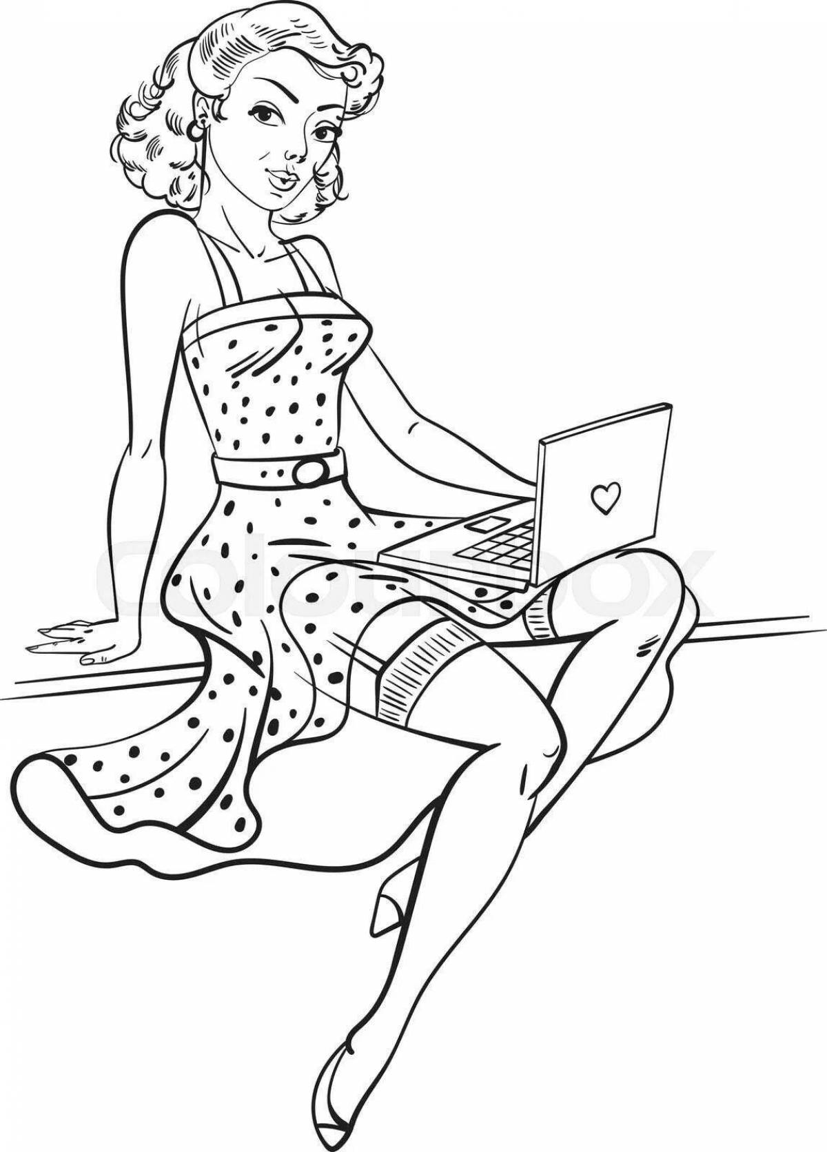 Pin-up trendy coloring book