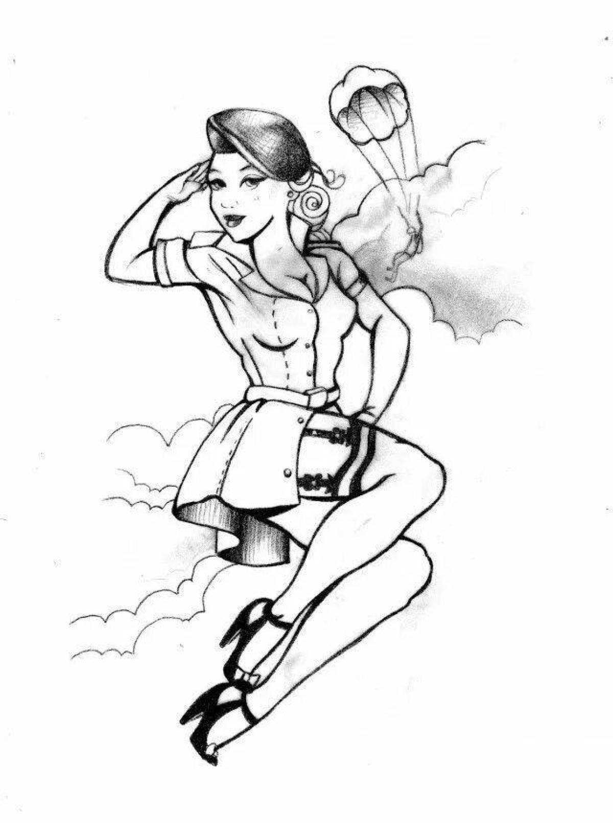 Groovy pin up coloring page