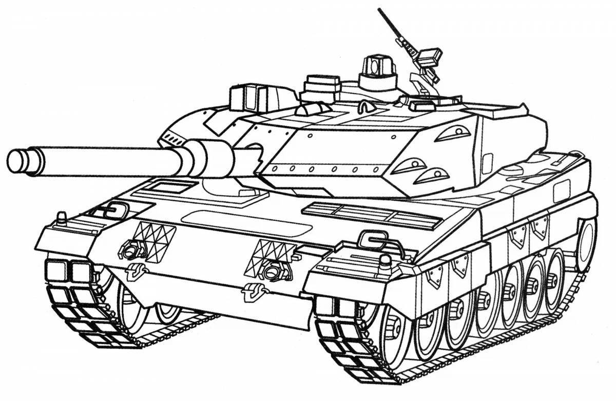 Раскраска танк с ярким принтом