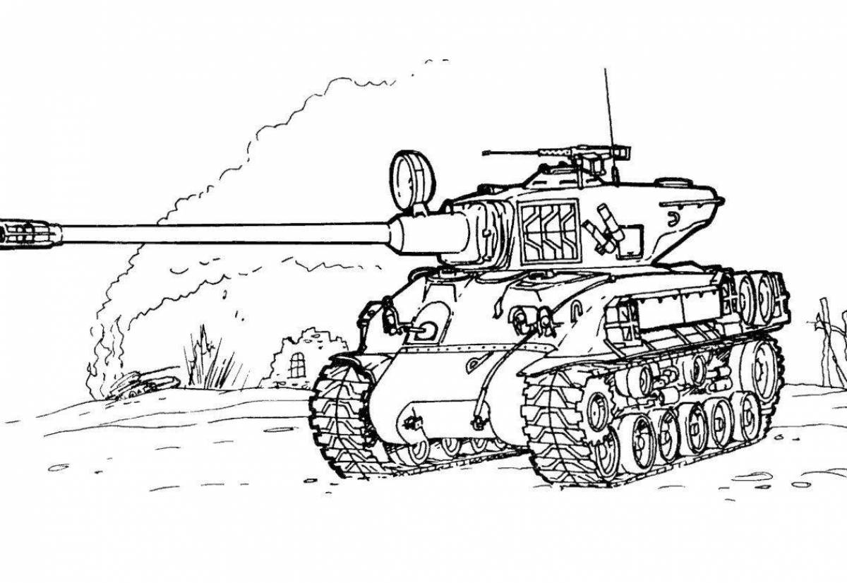 Incredible printed tank coloring page