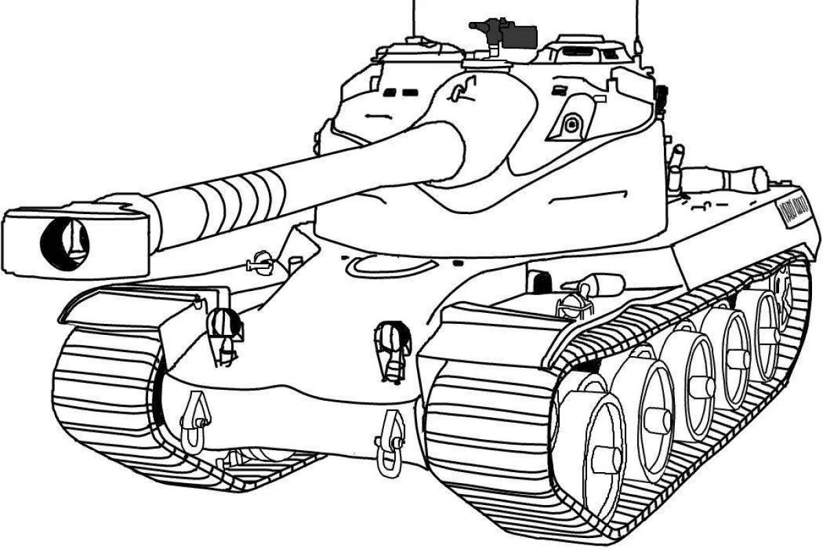 Раскраска эффектный танк с принтом